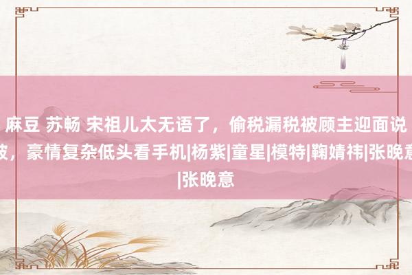 麻豆 苏畅 宋祖儿太无语了,偷税漏税被顾主迎面说破,豪情复杂低头看手机|杨紫|童星|模特|鞠婧祎|张晚意