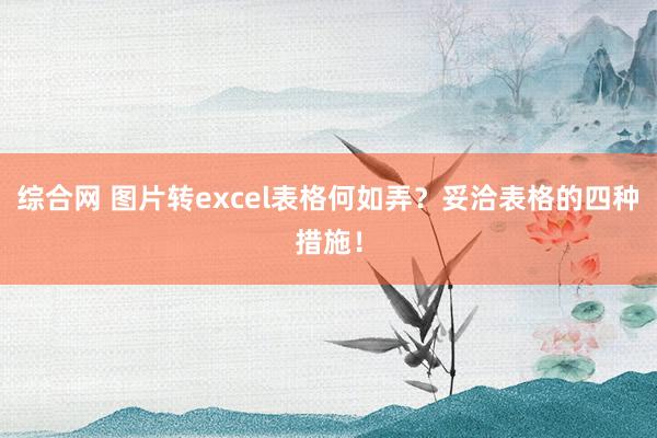 综合网 图片转excel表格何如弄?妥洽表格的四种措施!