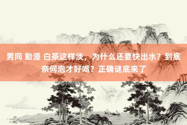 男同 動漫 白茶这样淡，为什么还要快出水？到底奈何泡才好喝？正确谜底来了